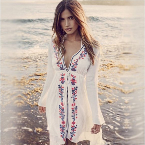 Other - Caftan Tunic Beach Coverup with Embroidery